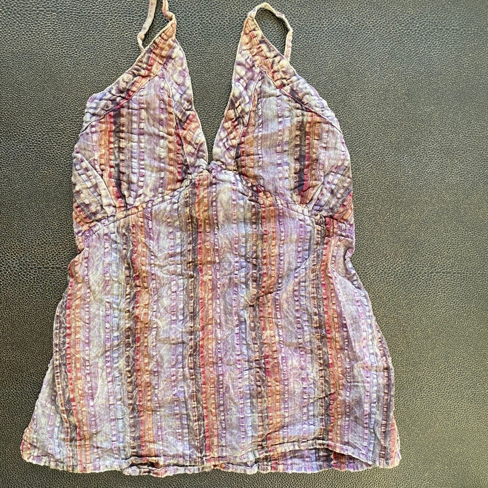 Washed cotton boho adjustable strap top
